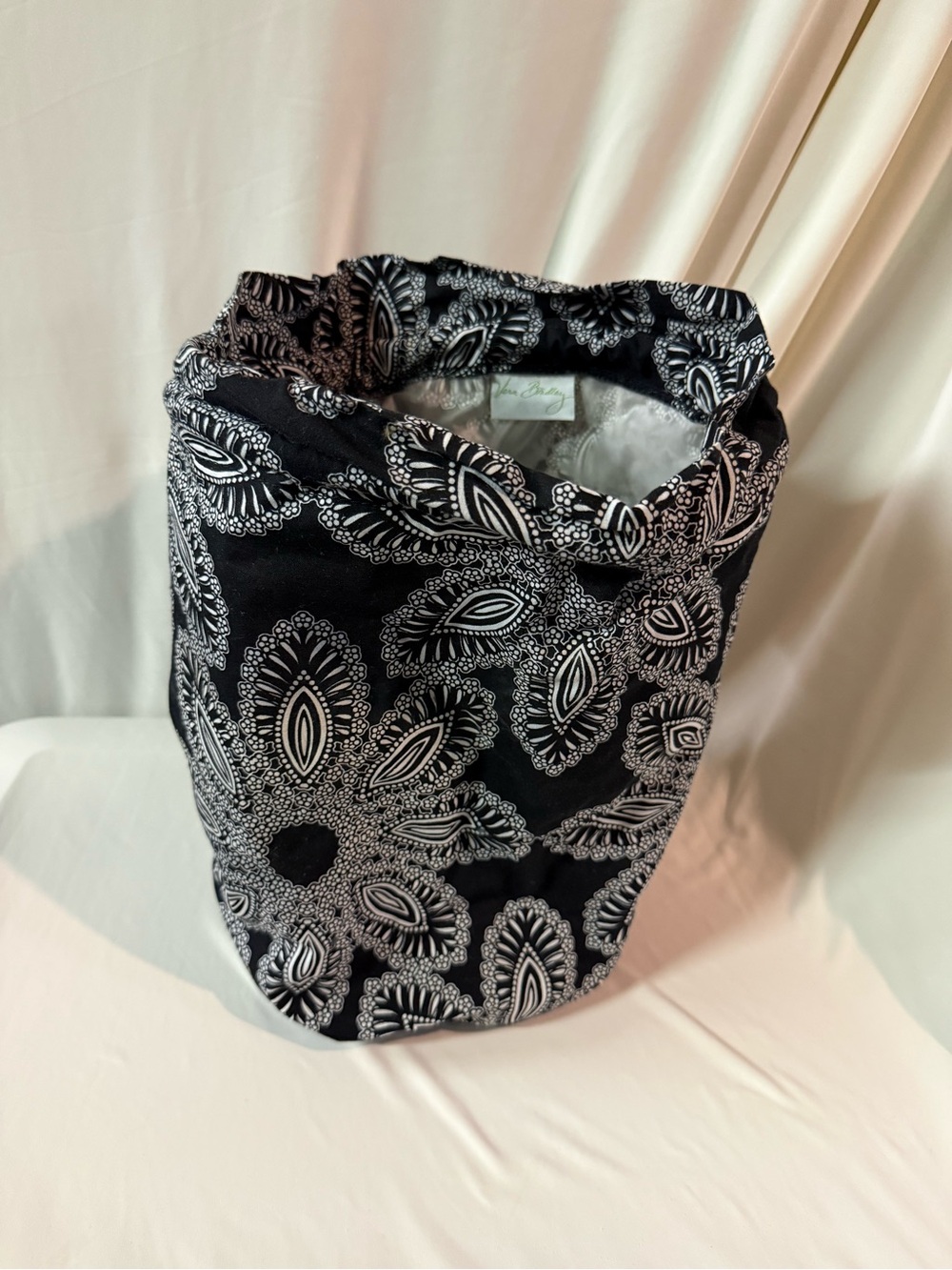 Vera Bradley Black and White Paisley Drawstring Pouch